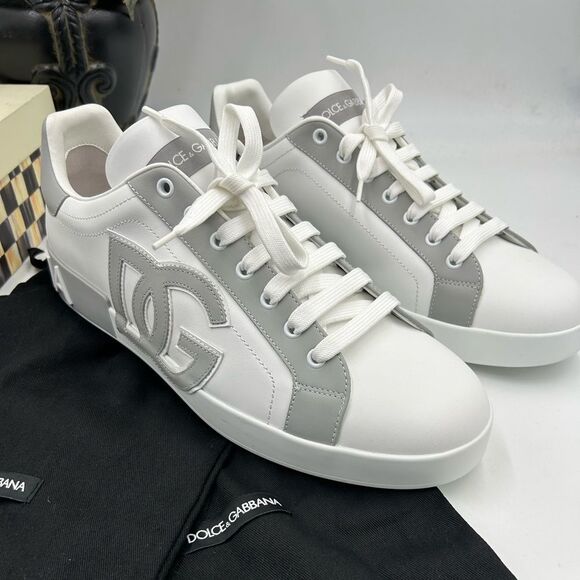 Men's Dolce &Gabbana leather Portofino sneakers size 12 made in Italy - Picture 1 of 14